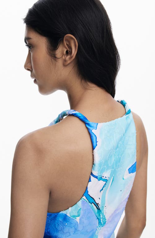 Desigual Sleeveless Abstract Print Top In Blue