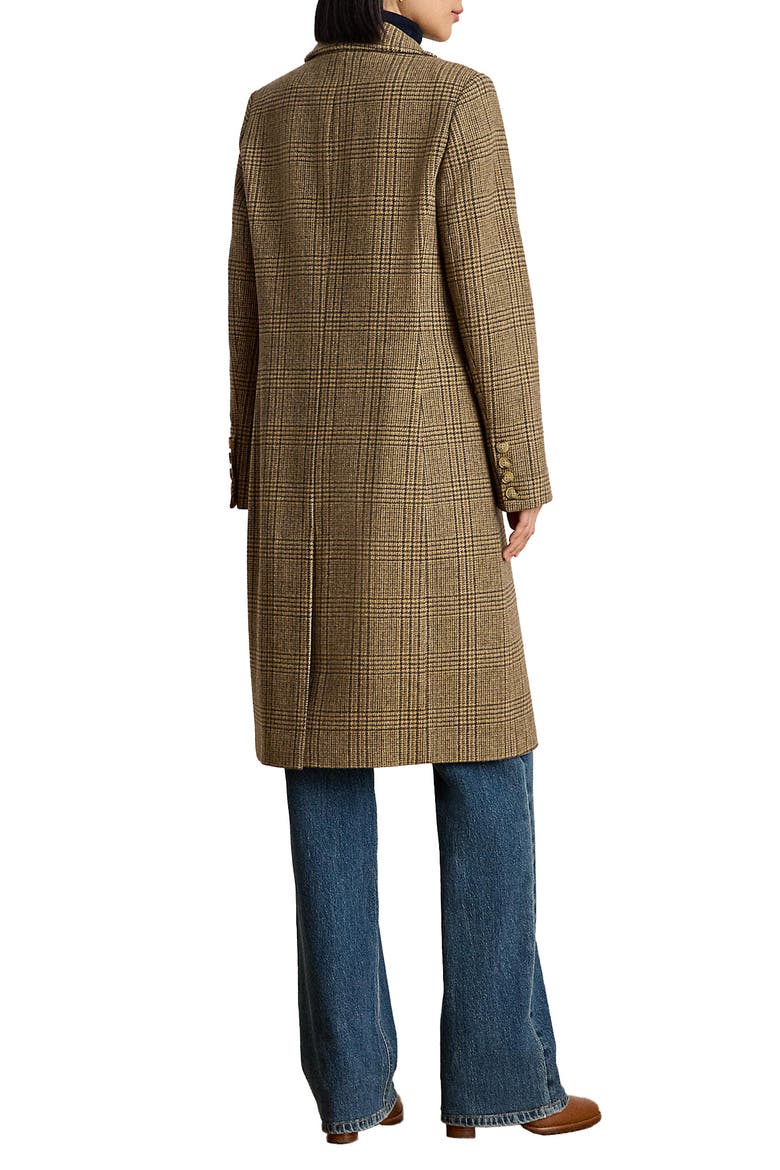 Double Breasted Wool Blend Coat, Alternate, color, HAZEL PLAID