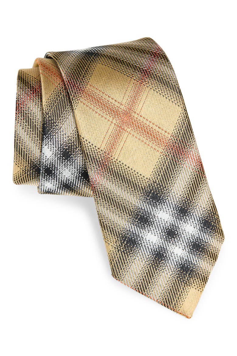 Manston Check Jacquard Silk Tie, Main, color, SAND IP CHECK