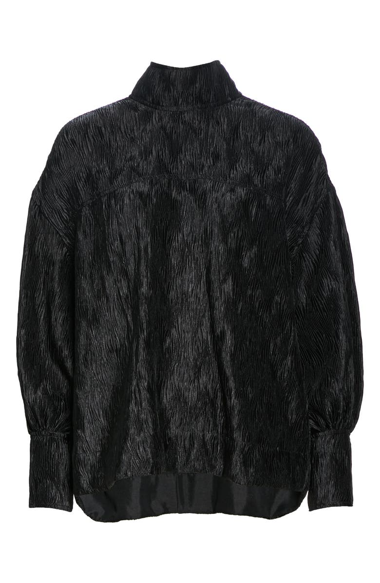 Ganni High Neck Pleated Satin Blouse, Alternate, color, 