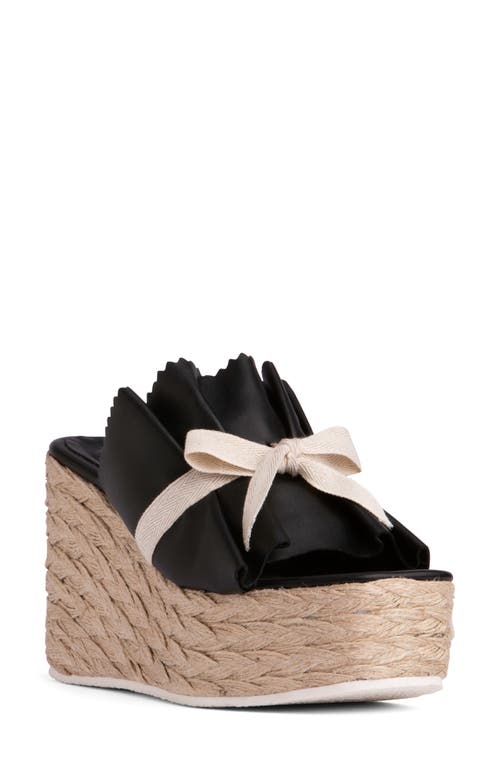 Beautiisoles Noelle Espadrille Platform Wedge Slide Sandal In Black