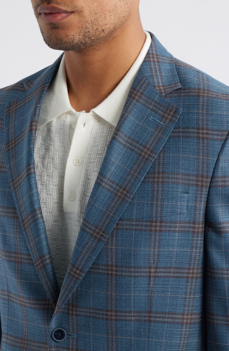 Peter Millar Hyperlight Soft Plaid Wool Sport Coat, Alternate, color, Teal
