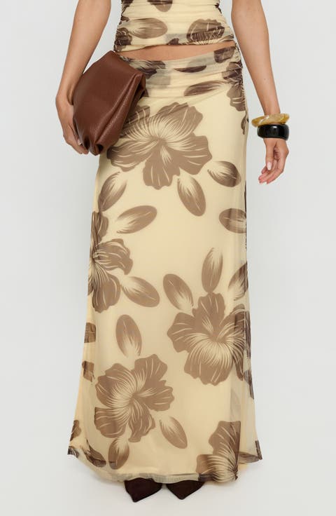 Roselin Floral Mesh Maxi Skirt