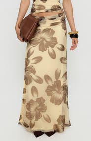 Princess Polly Roselin Floral Mesh Maxi Skirt