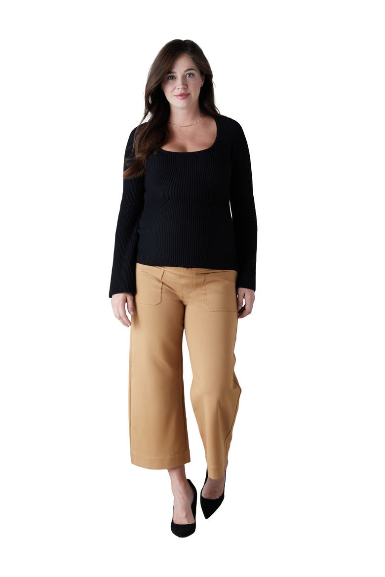 Crop Wide Leg Maternity Pants, Alternate, color, CAPPUCCINO