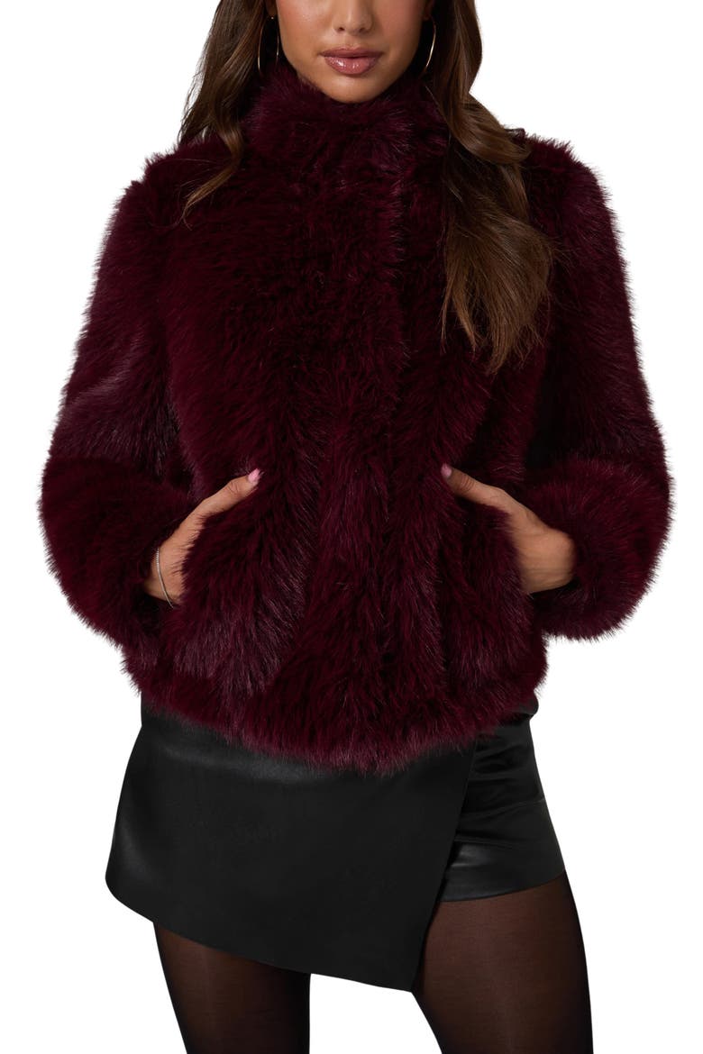 New Luna Faux Fur Jacket, Main, color, WINE