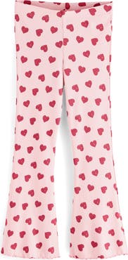 NEXT Kids' Heart Print Rib Flare Leggings