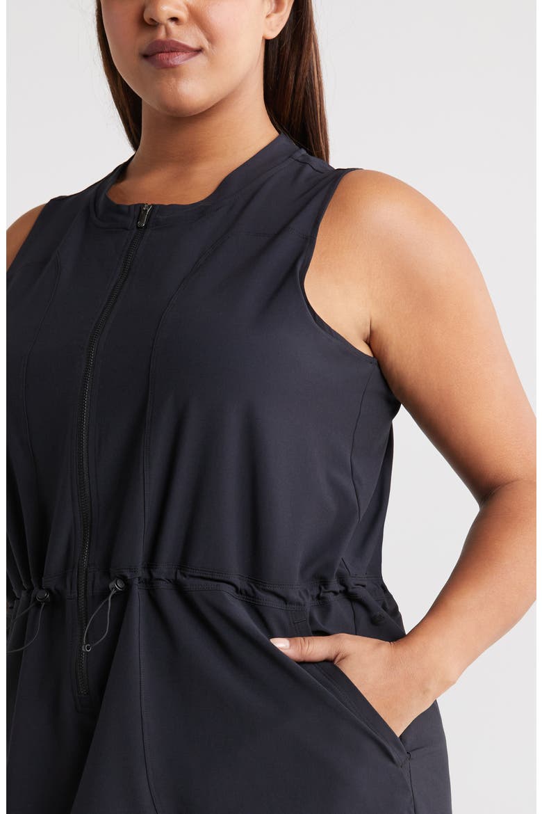 In Flight Zip-Up Minidress, Alternate, color, BLACK