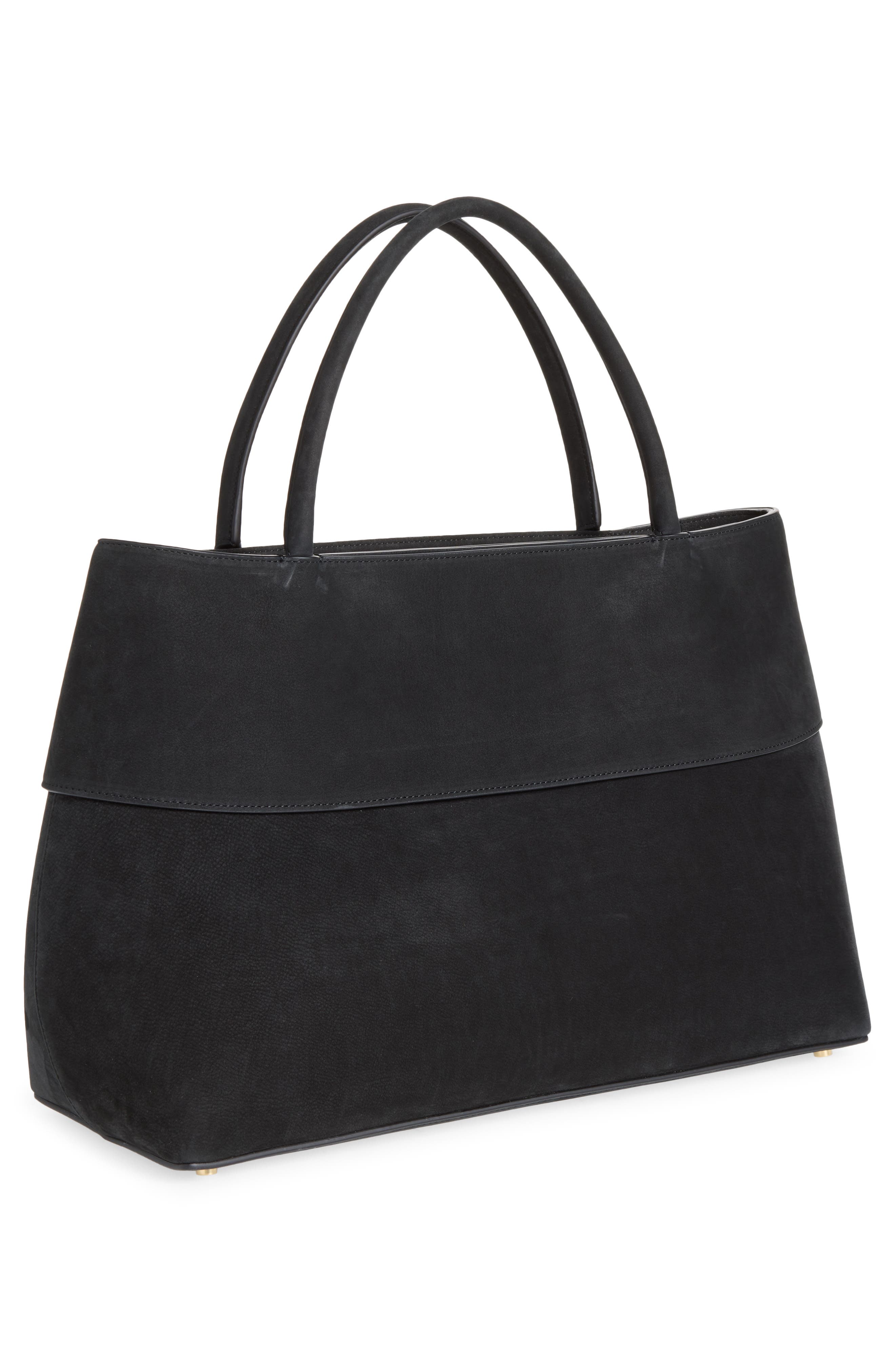 Mercer Nubuck Leather Tote, Alternate, color, BLACK