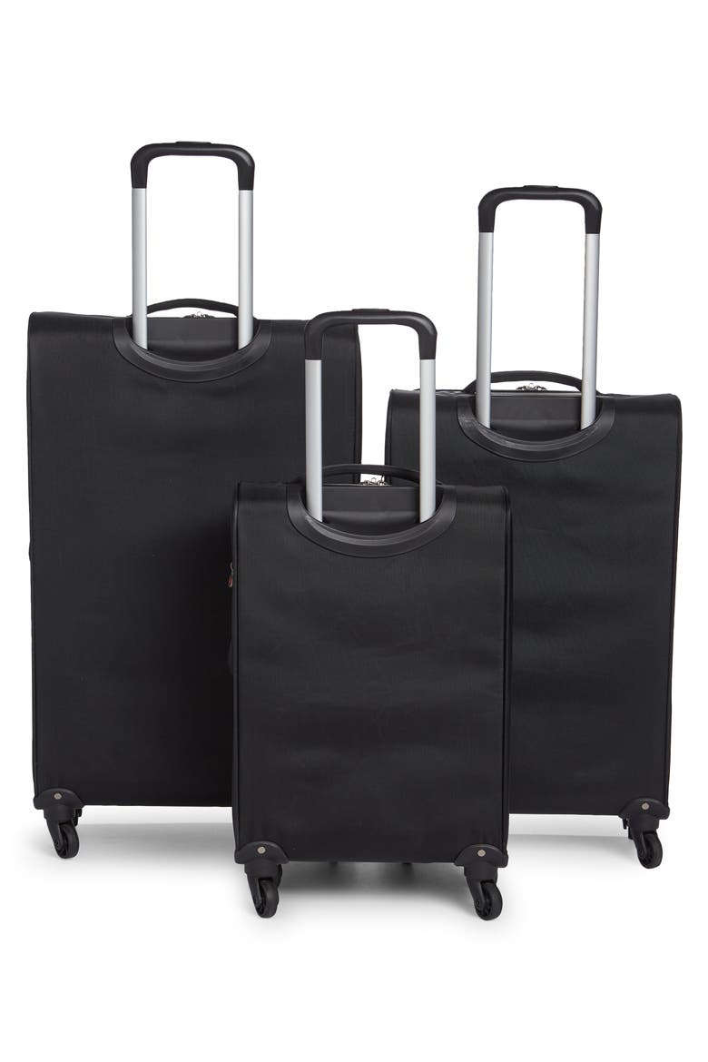 3-Piece Ultra Lightweight Wheeled Luggage Set, Alternate, color, BLACK