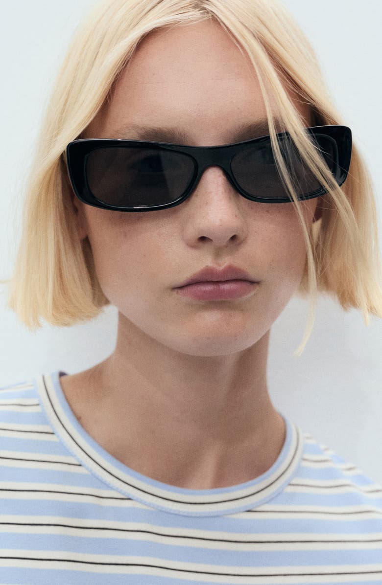 MANGO Nudo Stripe Tie T-Shirt Dress, Alternate, color, Sky Blue