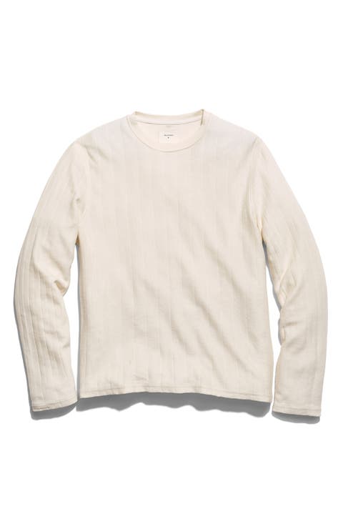 Herringbone Crewneck Long Sleeve T-Shirt
