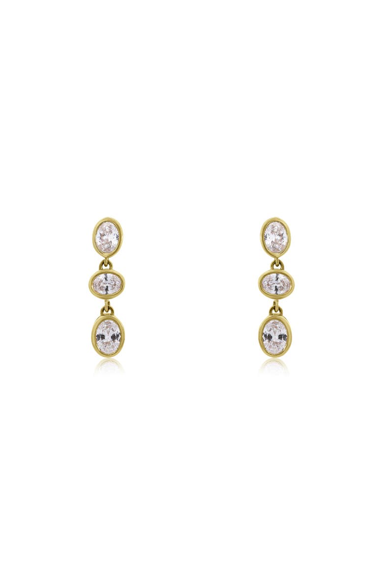 Lab Grown Diamond Oval Bezel Dangle Earrings, Alternate, color, Yelllow Gold