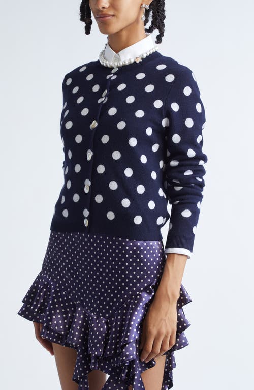 Sandy Liang Cairo Polka Dot Wool Cardigan In Blue