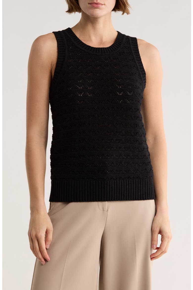 Pointelle Sweater Tank, Main, color, BLACK
