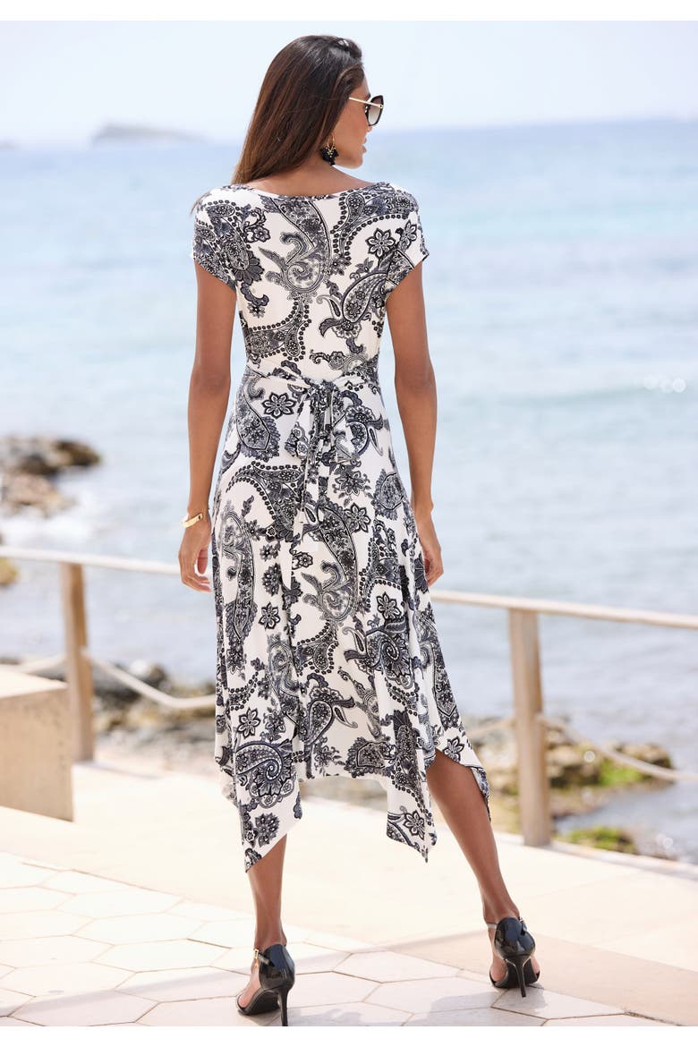 Handkerchief Hem Dress, Alternate, color, Black & White