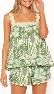 Petal & Pup Lillian Scalloped Edge Cotton Blend Top & Shorts Set