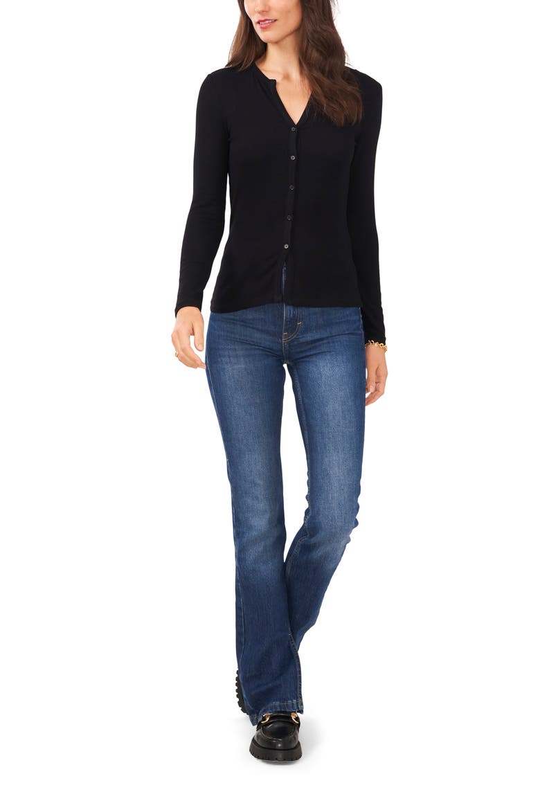 Button Front Cardigan, Alternate, color, RICH BLACK