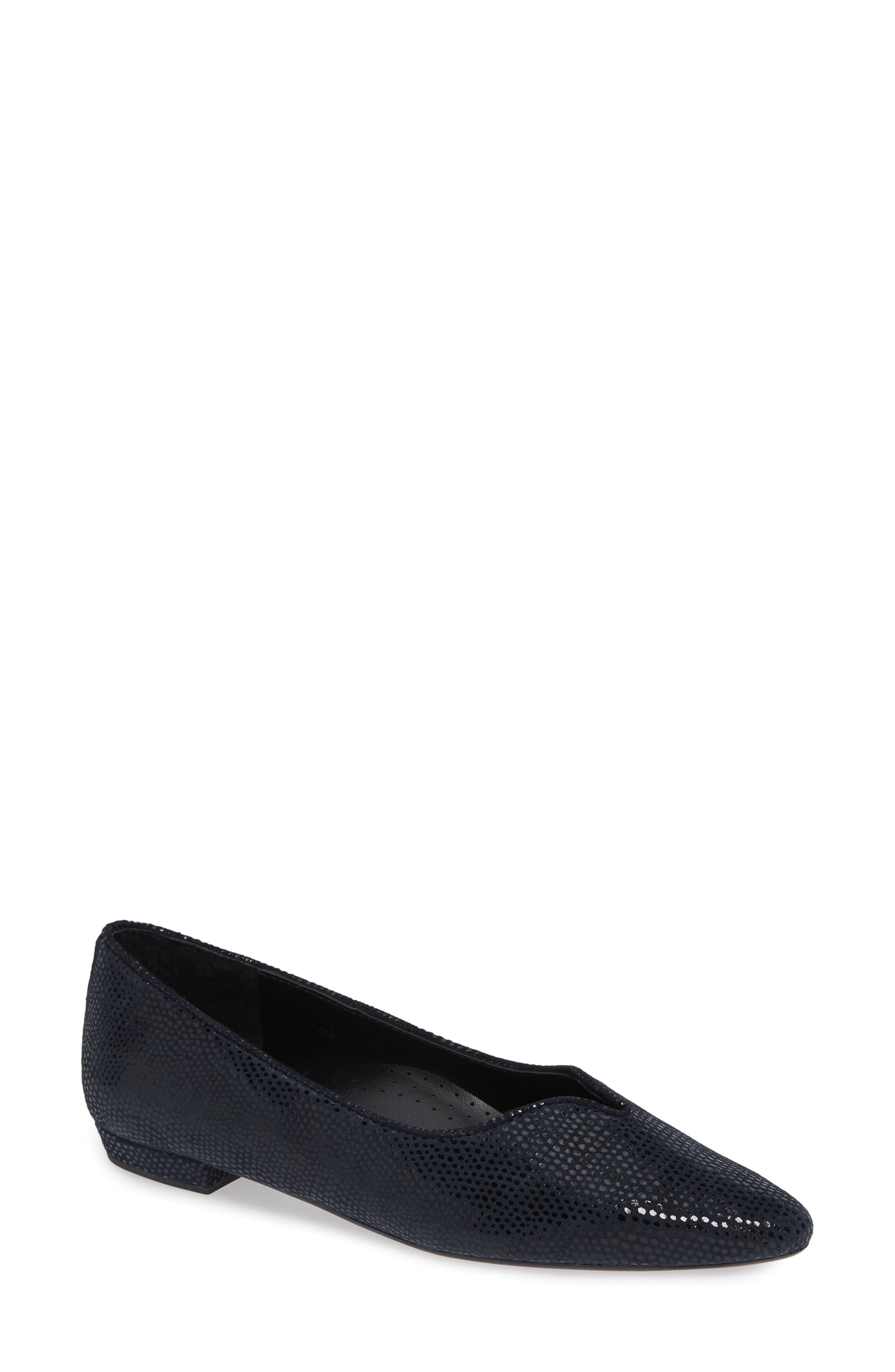 'Ganet' Pointy Toe Flat, Main, color, NAVY LEATHER