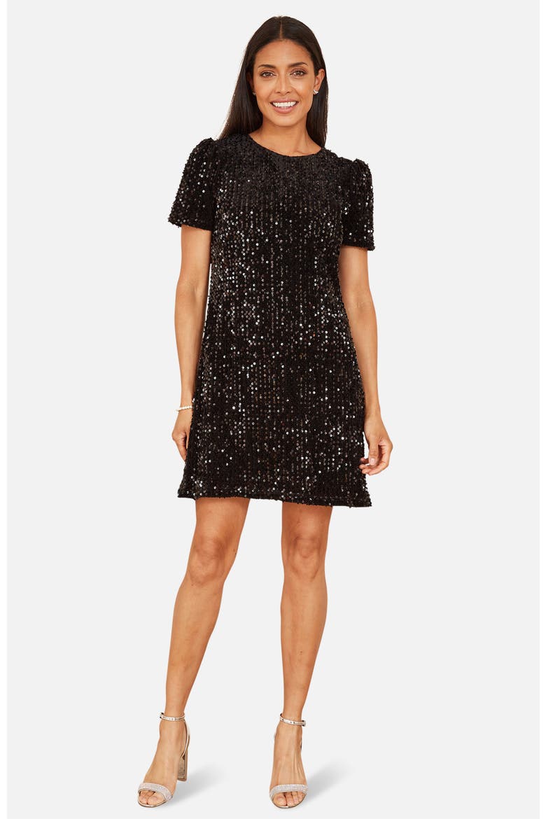 Sequin Tunic Mini Dress, Main, color, Black