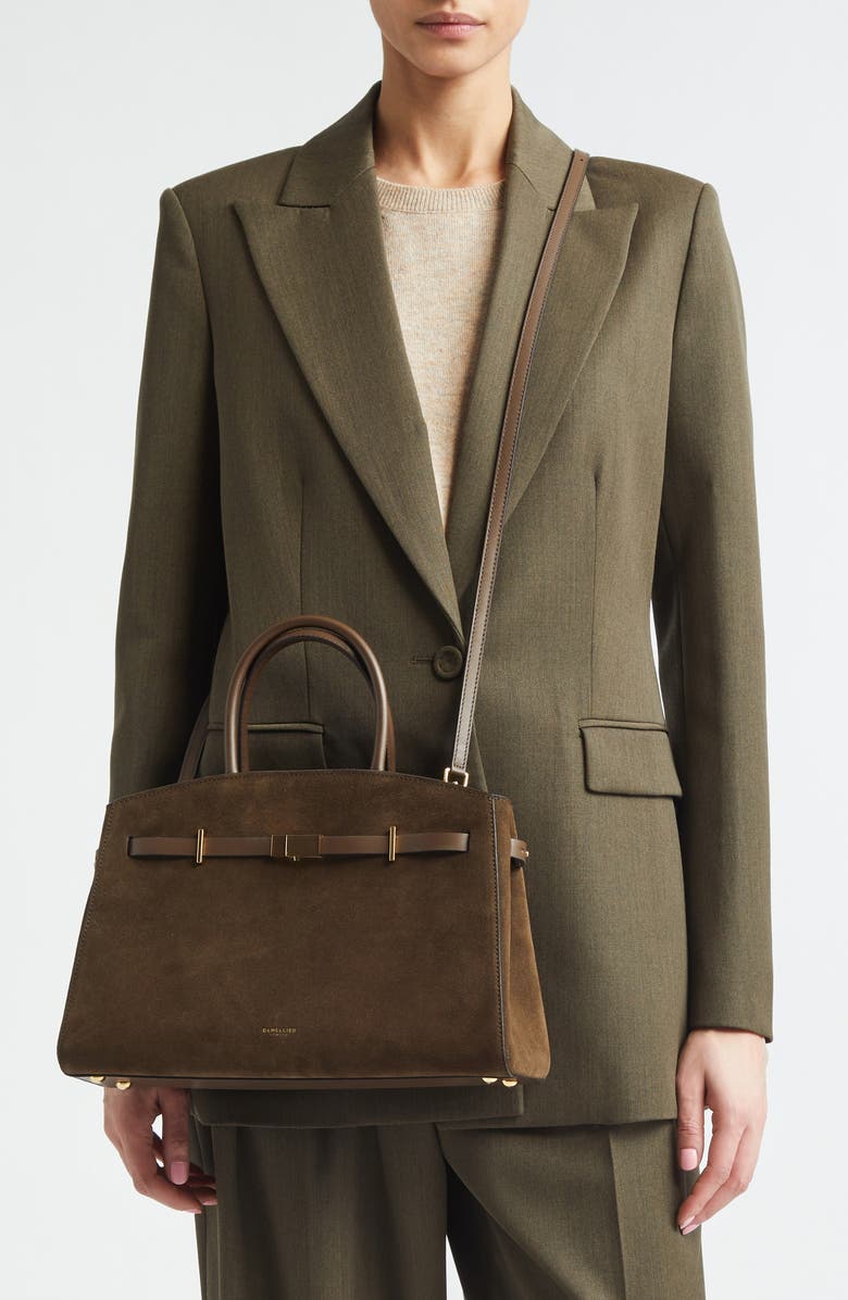 DeMellier The Midi Hudson Suede Top Handle Bag, Alternate, color,