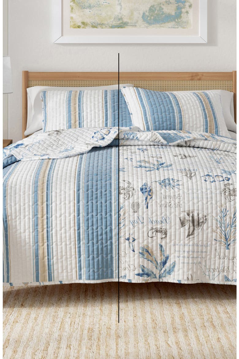 Striped Reversible Coastal Quilt Set, Alternate, color, FLAG STRIPE / OCEAN STORIES