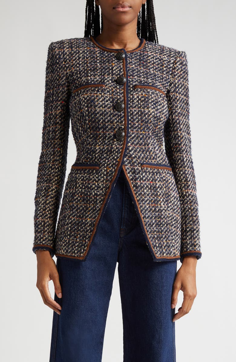 Veronica Beard Alessia Tweed Cutaway Jacket, Main, color,