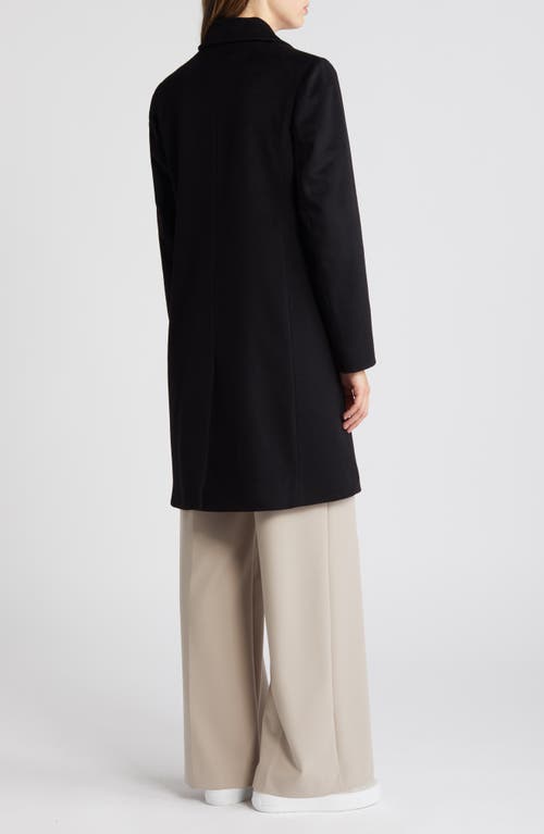 Fleurette Notch Collar Wool Coat In Black