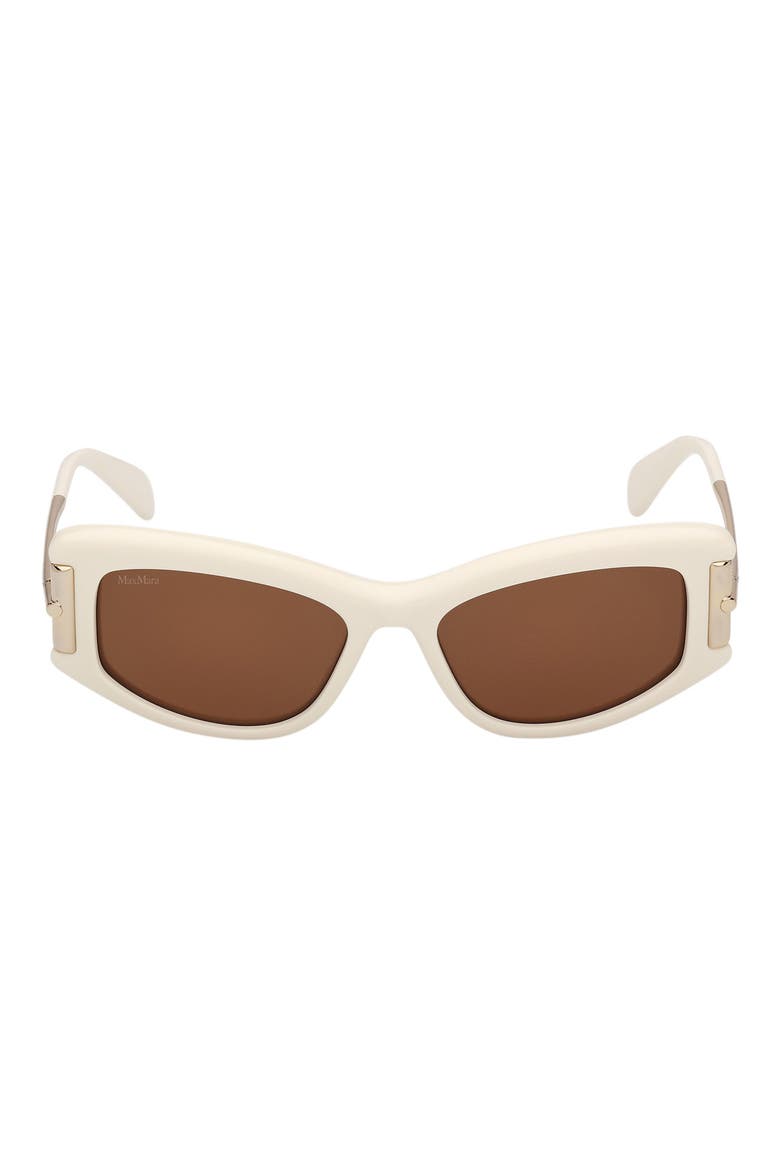 52mm Cat Eye Sunglasses, Main, color, SHINY WHITE PALE GOLD / BROWN