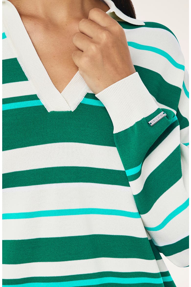 Retreat Stripe Johnny Collar Sweater, Alternate, color, COLLEGE GREEN STRIPE
