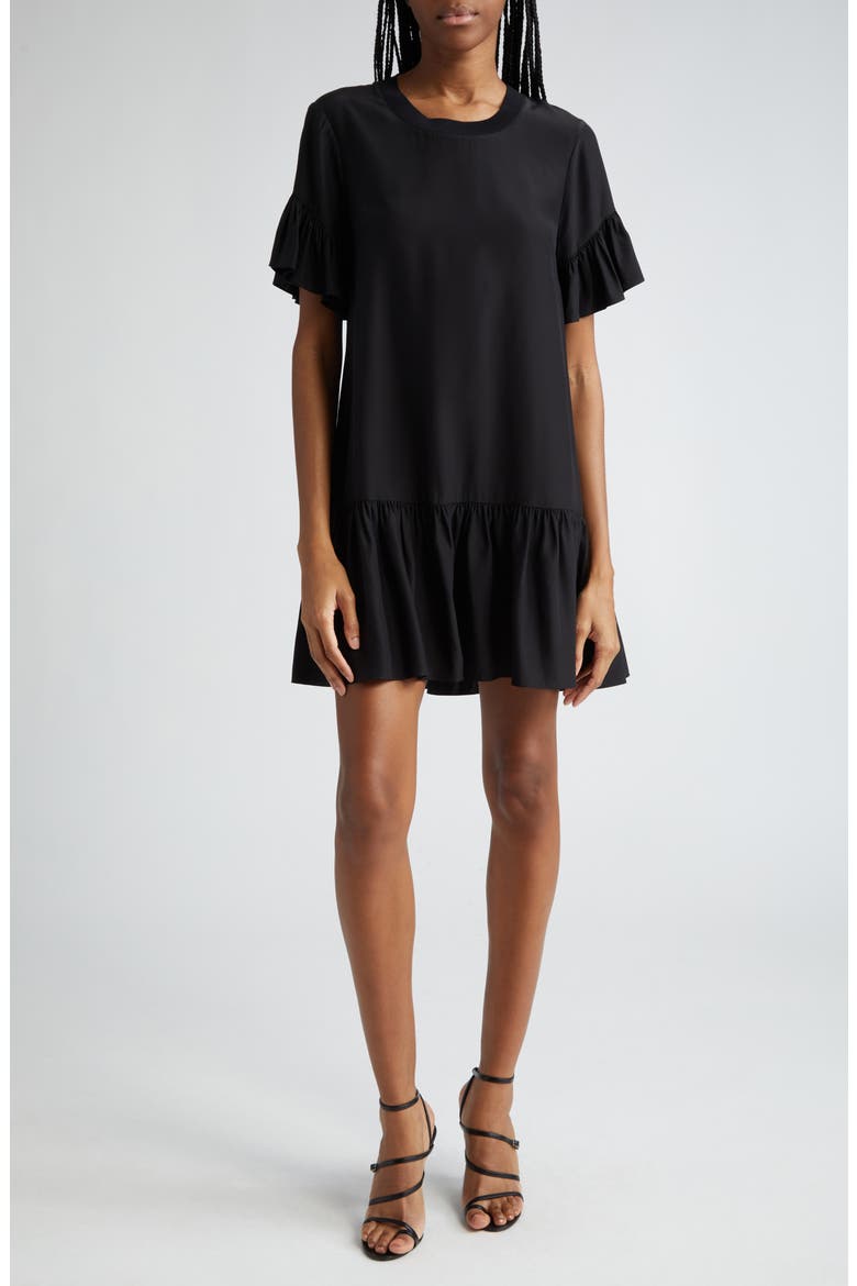 Leilah Silk Swing Dress, Main, color, BLACK