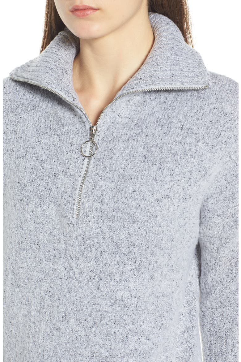 Quarter Zip Sweater, Alternate, color, HEATHER GREY
