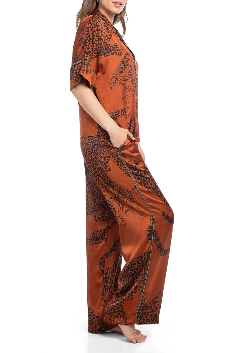 Midnight Bakery Tiger Print Satin Pajamas, Alternate, color,
