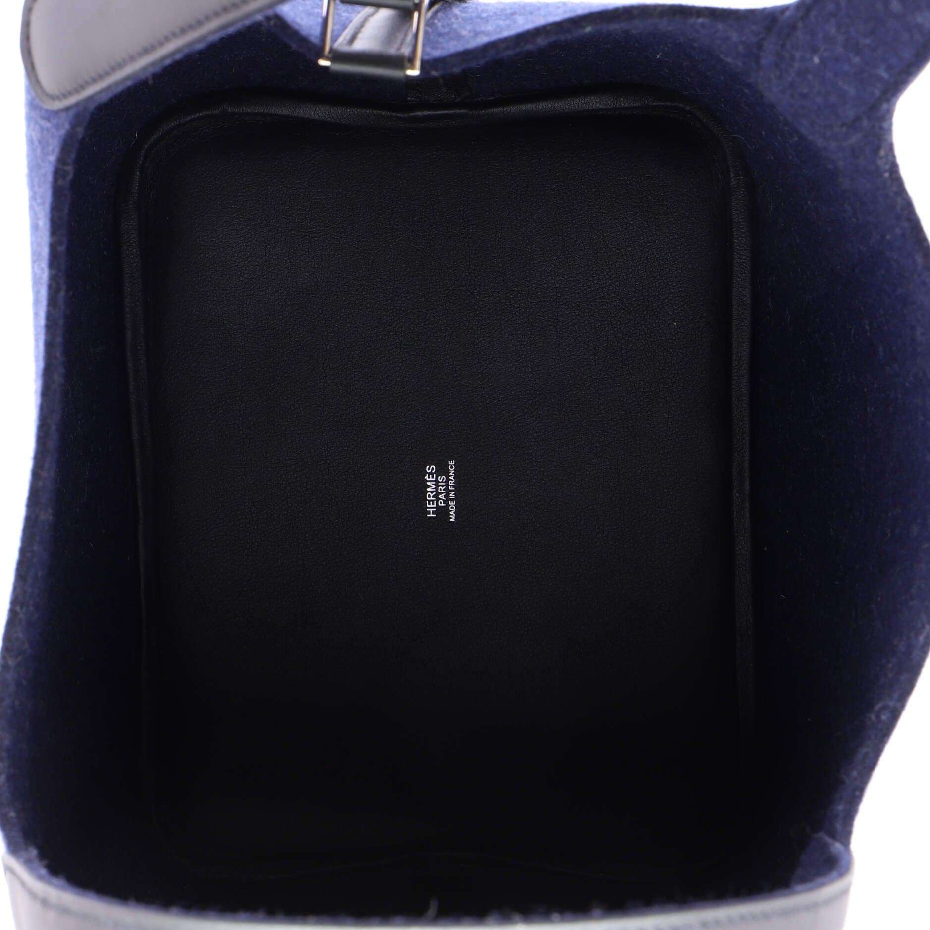Pre-Owned Hermes Picotin Lock Bag Felt with Leather MM, Alternate, color, Bleu Nuit