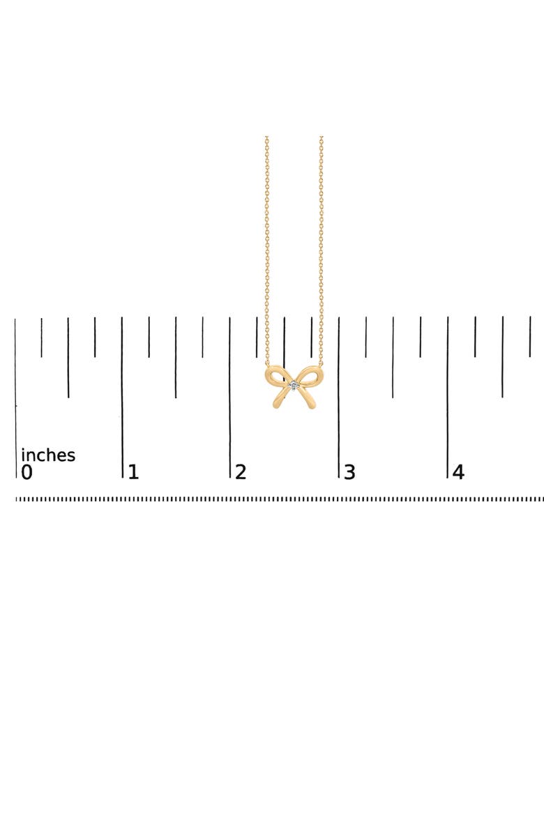 Gold Vermeil Diamond Accent Bow Tie Pendant Necklace, Alternate, color, Silver