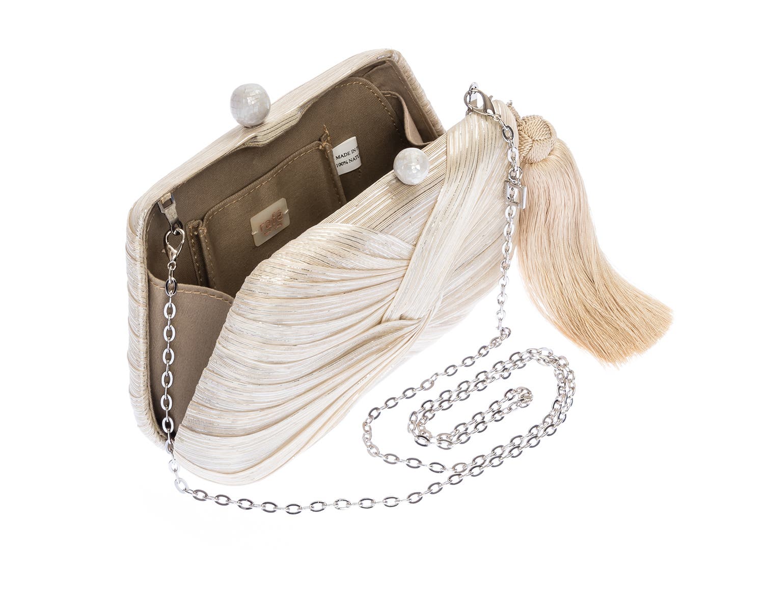 Rafe New York Rosie Draped Clutch, Alternate, color, Natural