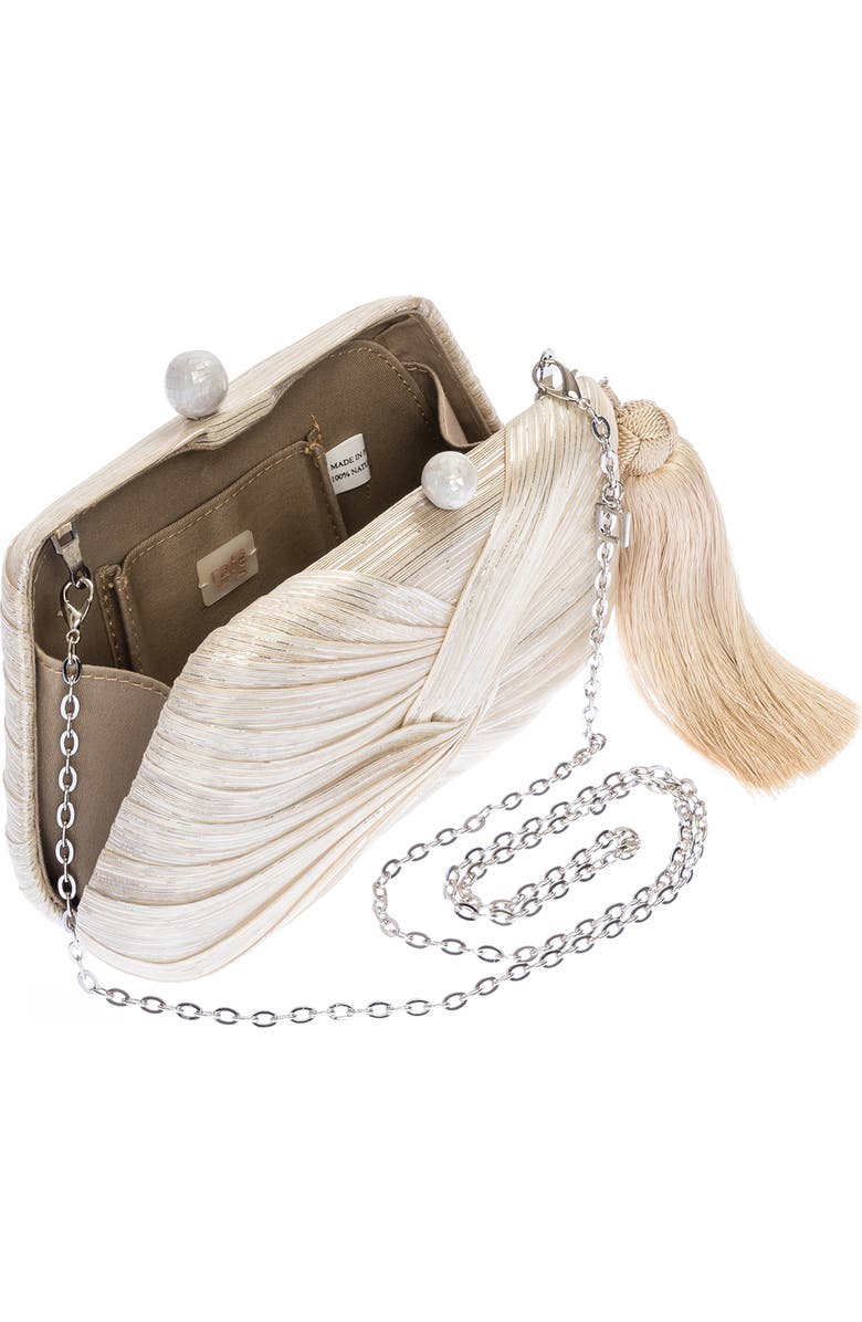 Rafe New York Rosie Draped Clutch, Alternate, color, Natural