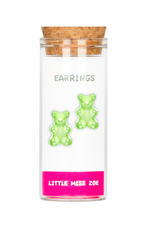 Kids' Sterling Silver Gummy Bear Stud Earrings in Gift Bottle