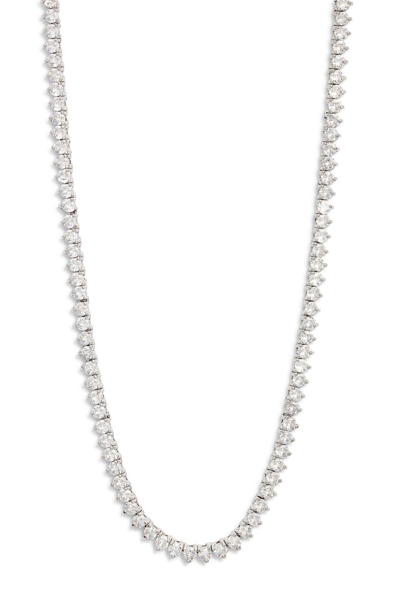 Quinn Tennis Necklace, Main, color, SILVER