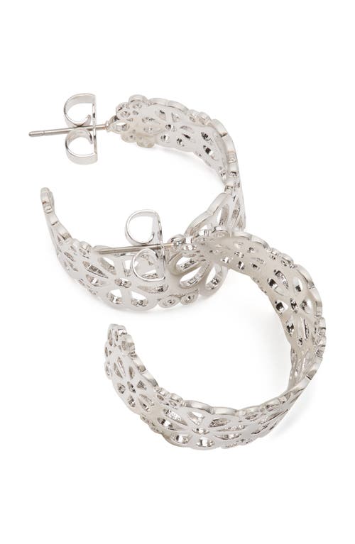 Kate Spade New York Spade Flower Lace Hoop Earrings In Silver