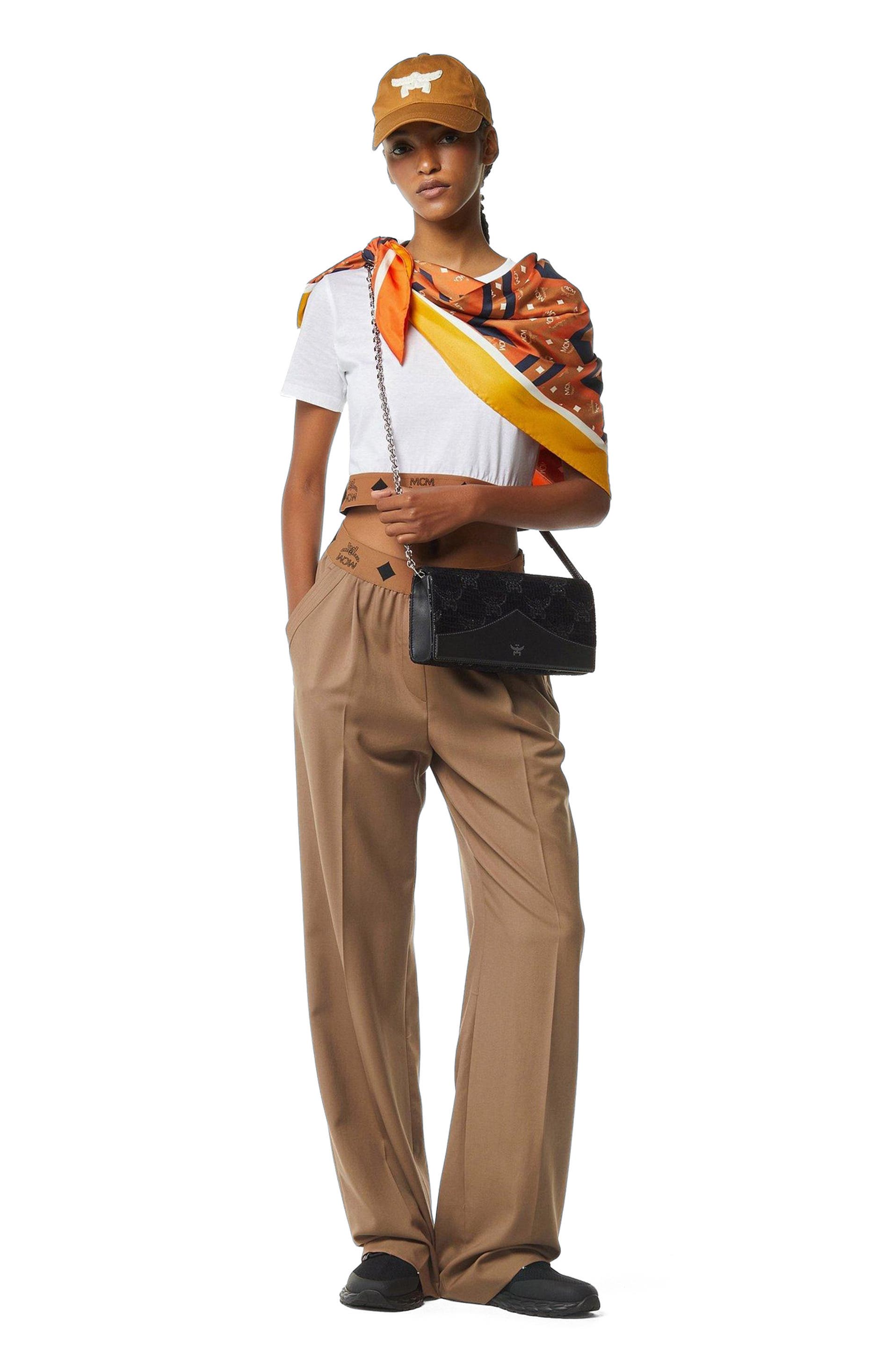 MCM Diamond Clutch in Lauretos Lurex Jacquard, Main, color, Black