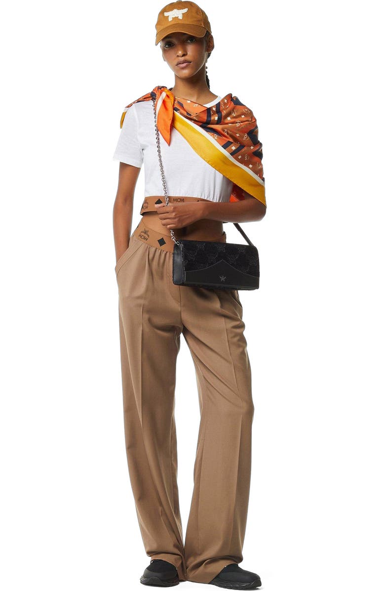 MCM Diamond Clutch in Lauretos Lurex Jacquard, Main, color, Black