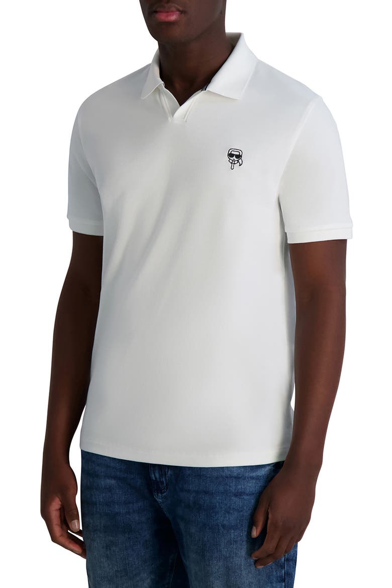 Karl Head Johnny Collar Polo, Alternate, color, WHITE