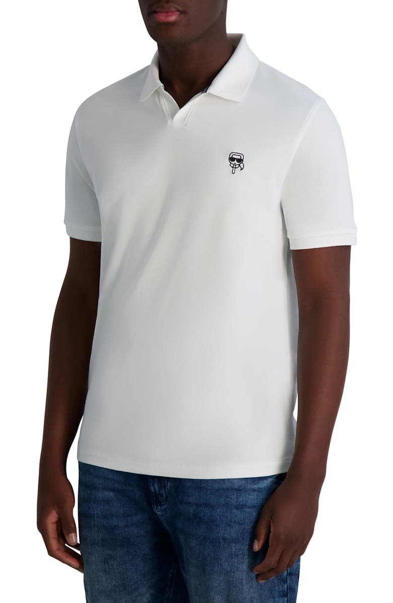 KARL LAGERFELD PARIS Karl Head Johnny Collar Polo, Alternate, color, White