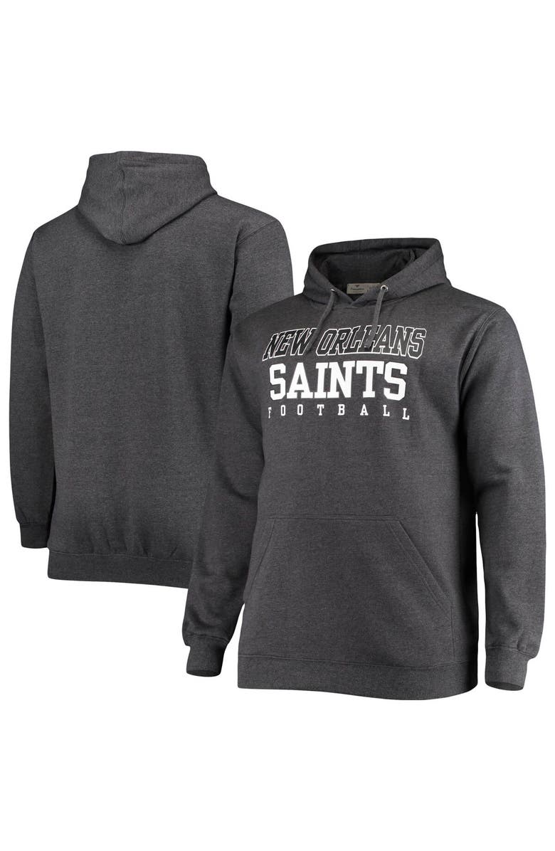 FANATICS Men's Fanatics Branded Heathered Charcoal New Orleans Saints Big & Tall Practice Pullover Hoodie, Main, color, Heather Charcoal