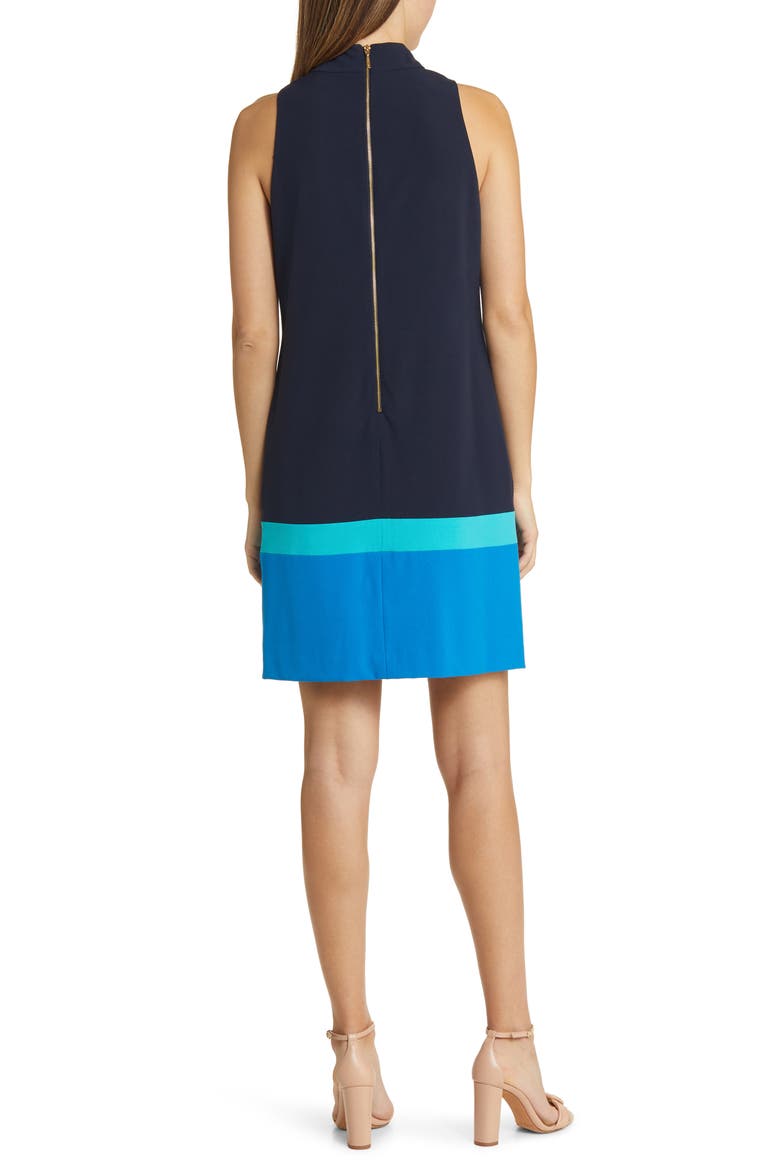 Colorblock Sleeveless Shift Dress, Alternate, color, NAVY AQUA BLUE