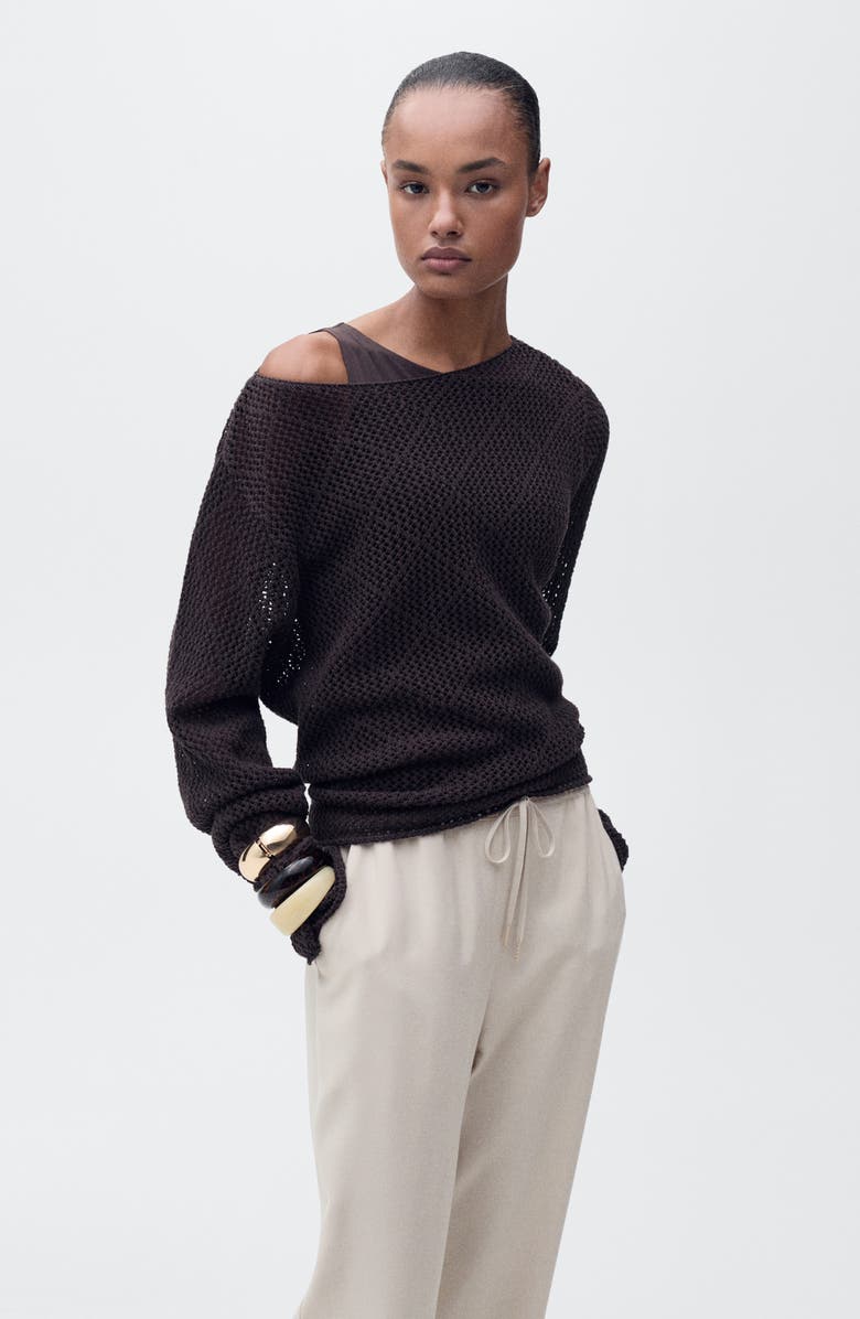 MANGO Elastic Waist Flowy Pants, Alternate, color, Beige