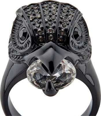Pavé Eagle's Head Crystal Cocktail Ring