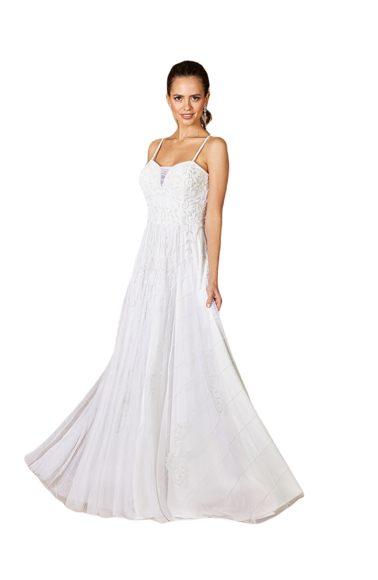 LARA New York Ginny Sweetheart Beaded Wedding Dress, Main, color, Ivory