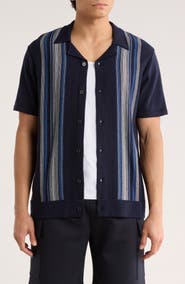 TRUTH Multi Stripe Knit Camp Shirt